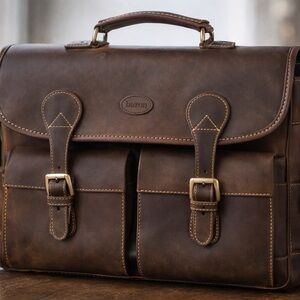 Baron Sweden Luxury Leather Briefcase Laptop Carry On Satchel New With Tag